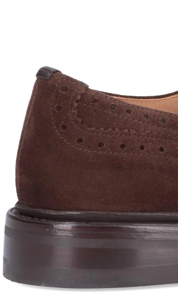 TRICKER'S Brogue-Style Suede Flat Shoes With Wingtip Accents 4