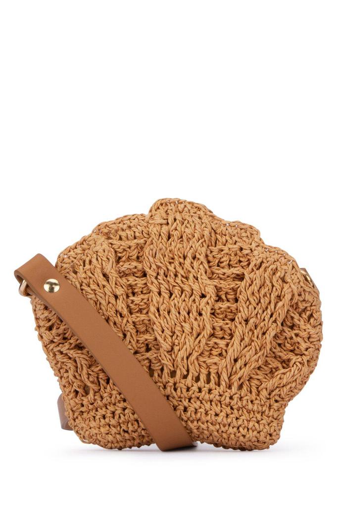 Chloé Woven Logo Plaque Shell-shape Shoulder Bag