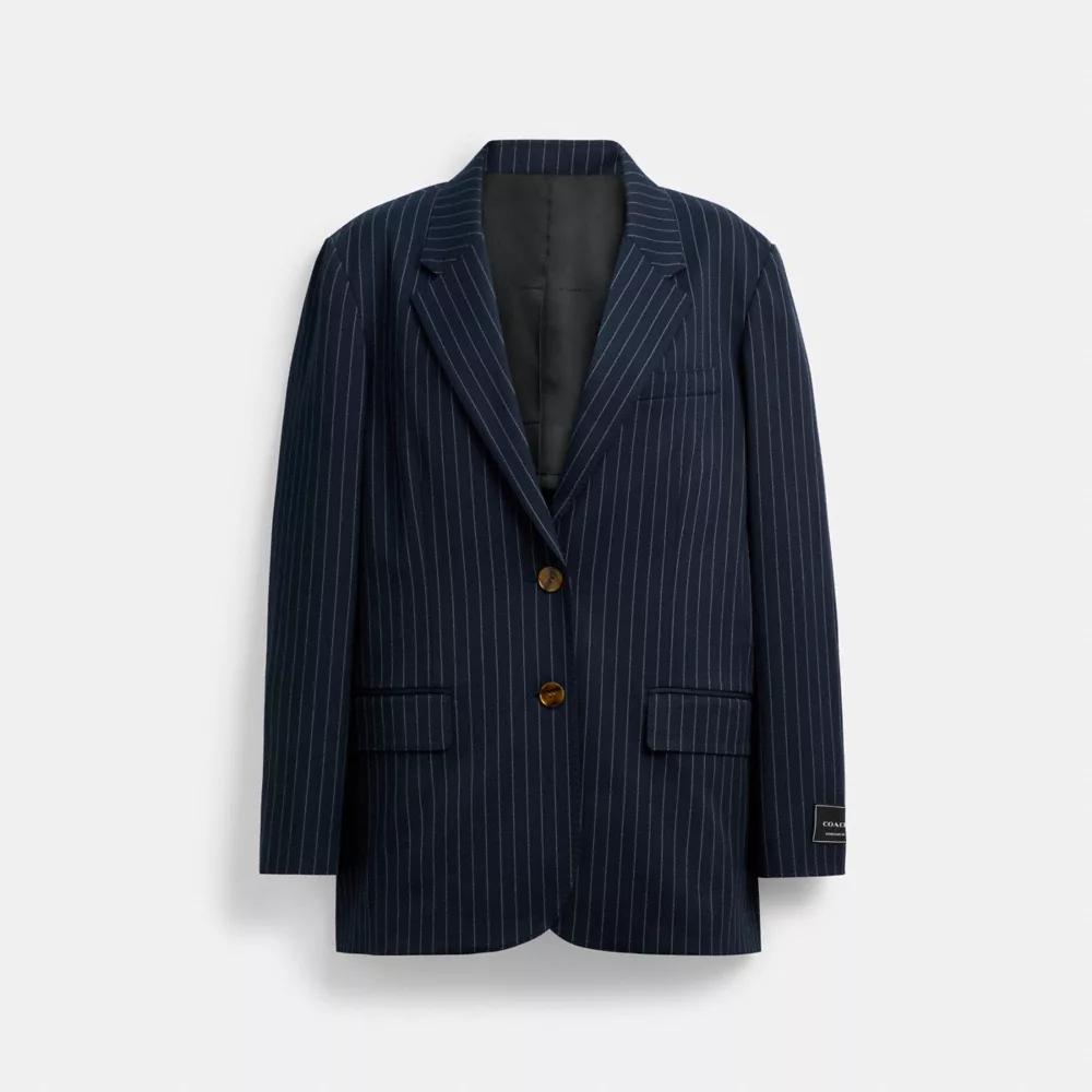 Coach Single Breasted Pinstripe Blazer