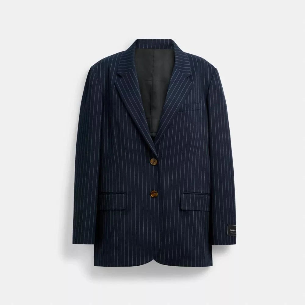 Coach Single Breasted Pinstripe Blazer 1