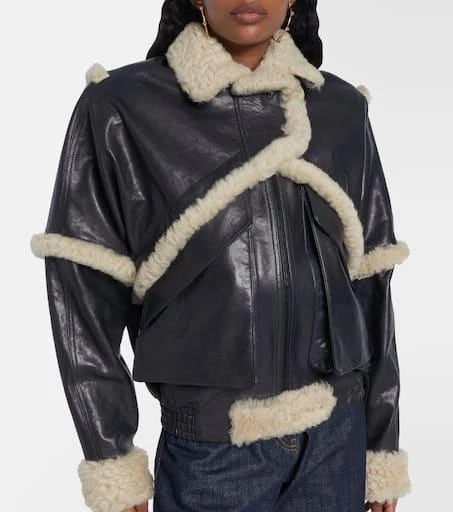 Magda Butrym Shearling-trimmed leather bomber jacket 4