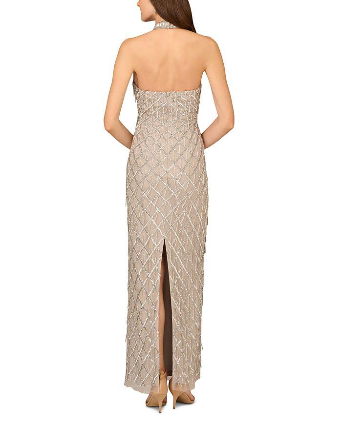 Aidan Mattox Beaded Halter Gown