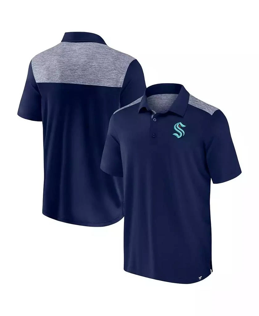 Fanatics Men's Navy Seattle Kraken Iconic Brushed Blocked Polo Shirt 1