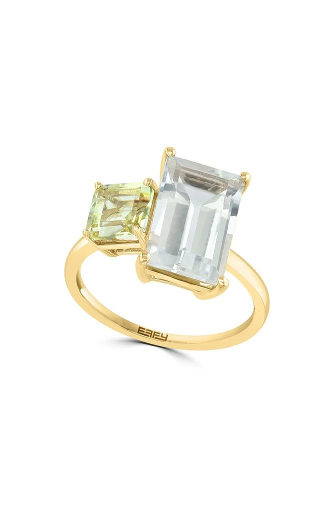 Effy 14K Yellow Gold White Topaz & Yellow Quartz Ring 1