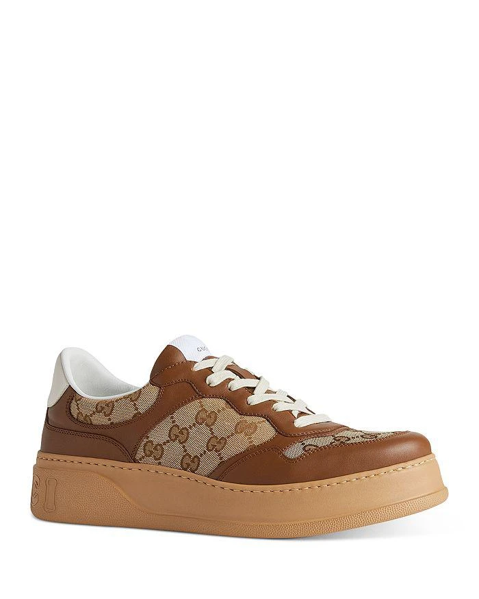 Gucci Men's Chunky B Lace Up Leather and Canvas Sneakers 1
