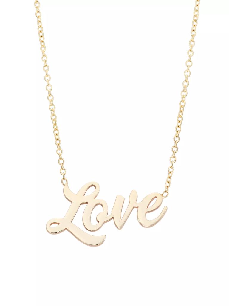 Zoë Chicco Tender Tokens 14K Yellow Gold "Love" Pendant Necklace