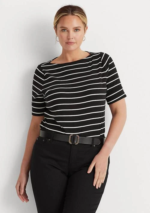 Ralph Lauren Ralph Lauren Plus Size Striped Boat Neck Top 1