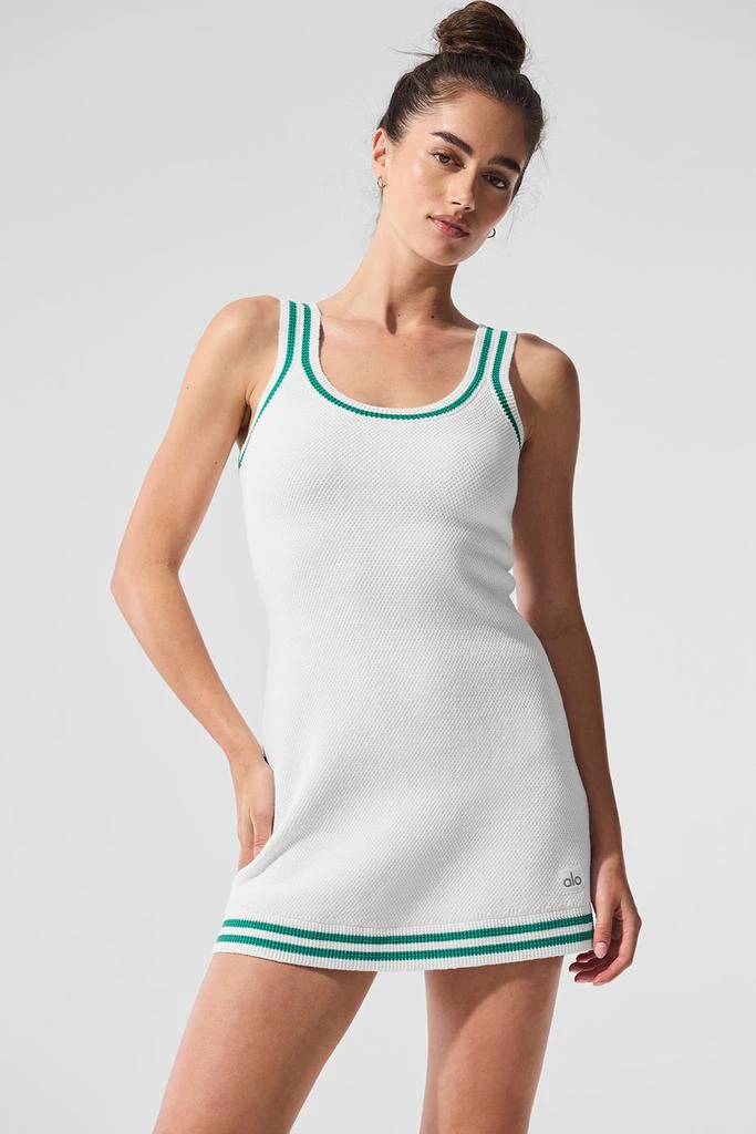 Alo Tennis Club Sweater Knit Dress - White/Spruce Green 3