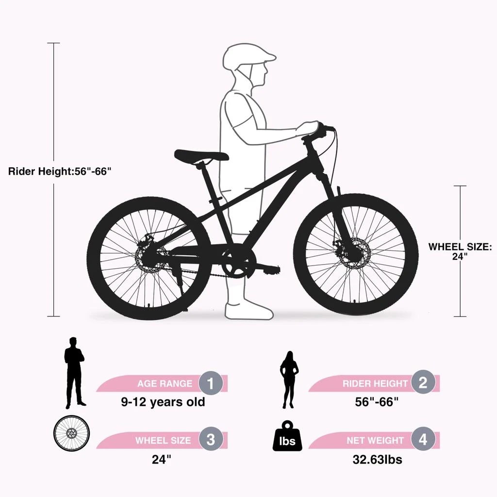 Streamdale Furniture Streamdale 24" Mountain Bike for Kids 9-12 5