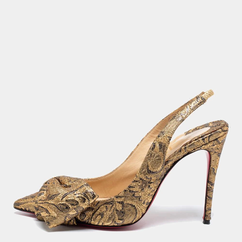 Christian Louboutin Christian Louboutin Gold Brocade Fabric Kirazissimo Slingback Sandals Size 37.5 1