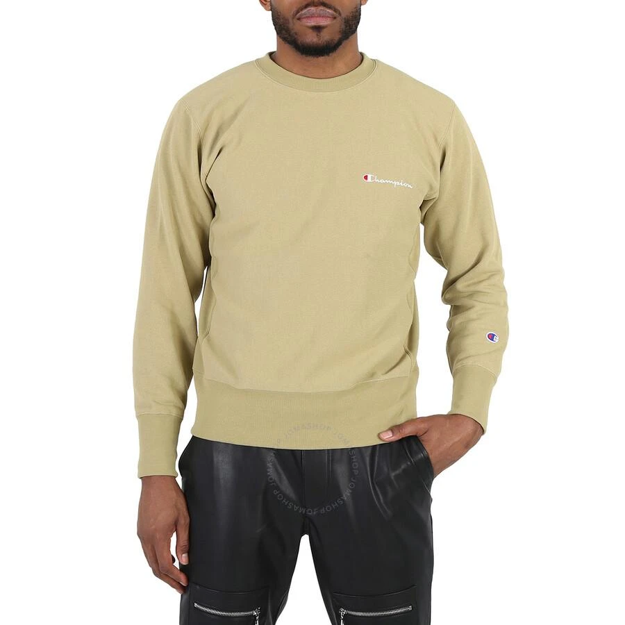 CHAMPION Sand Reverse Weave Script Logo Crew Sweatshirt 1