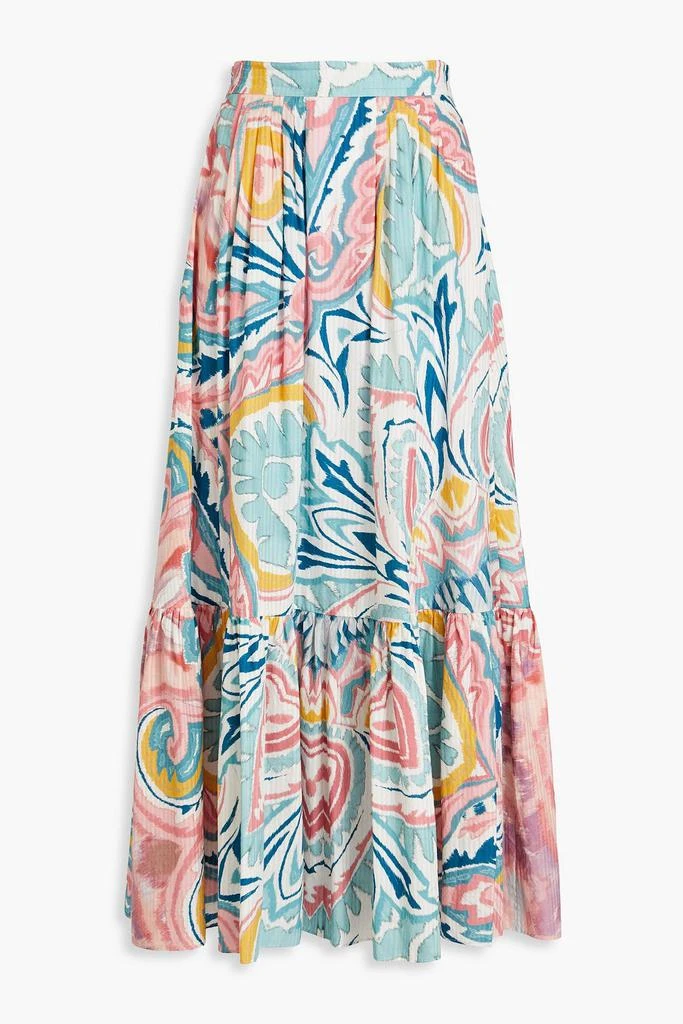 ETRO Pleated printed cotton and silk-blend maxi skirt 1