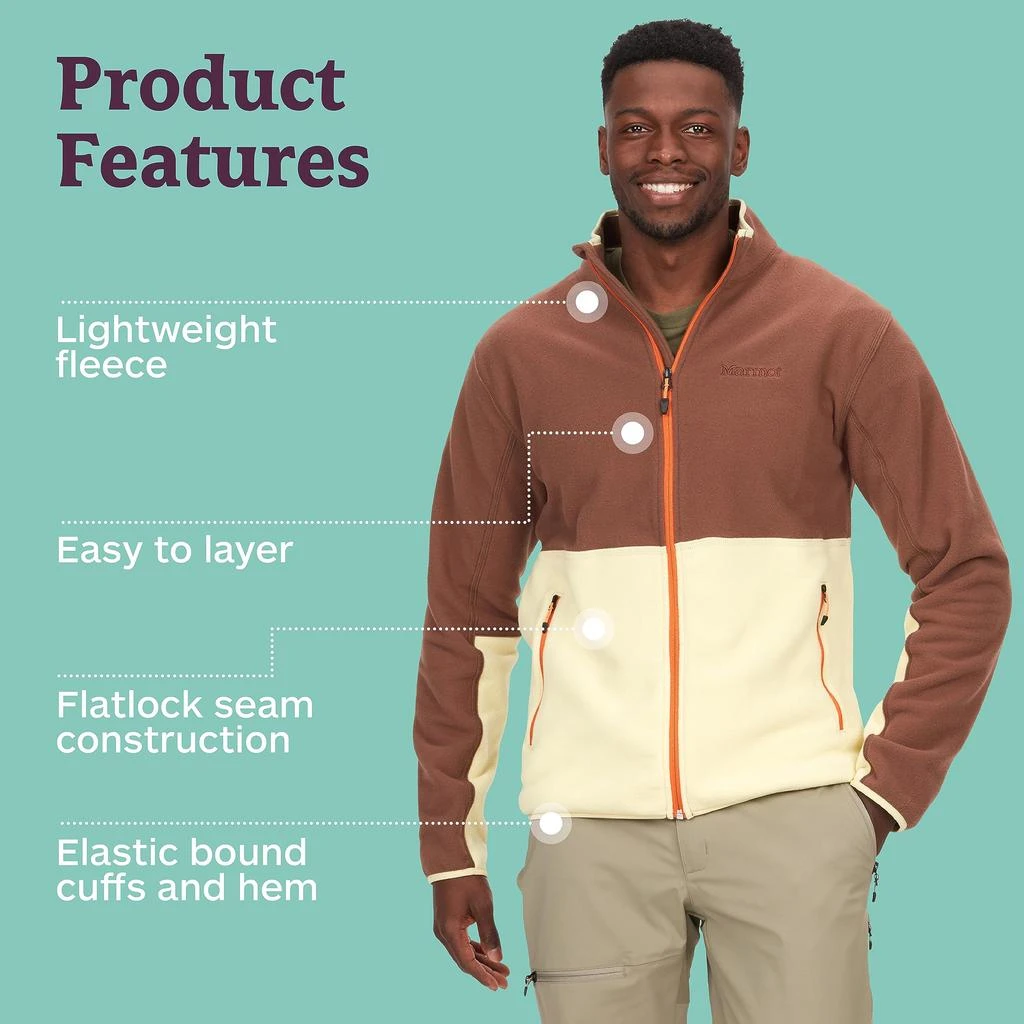 Marmot MARMOT Men's Rocklin Full-Zip Jacket - Classic, Warm, Lightweight 100-Weight Fleece Layer 4