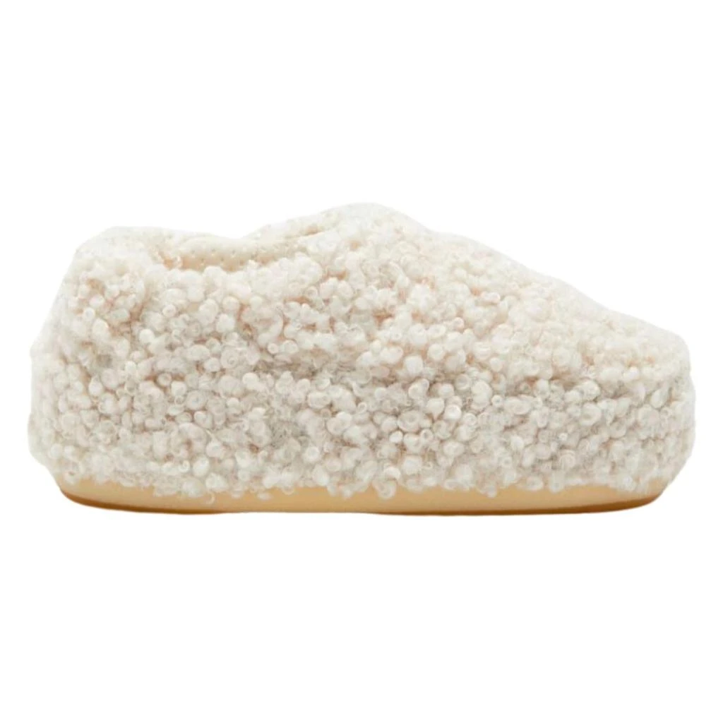 Moon Boot Faux-Fur Curly Slippers In Cream 1