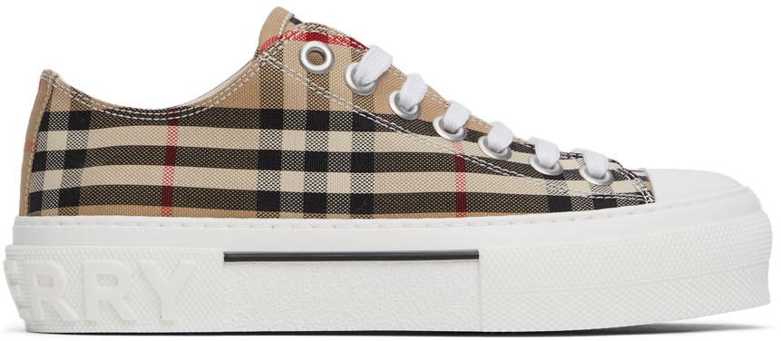 Burberry Beige Canvas Vintage Check Sneakers