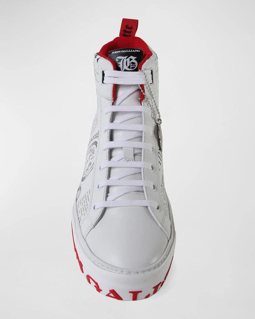 John Galliano Paris Men's Gazette High-Top Leather Sneakers 5