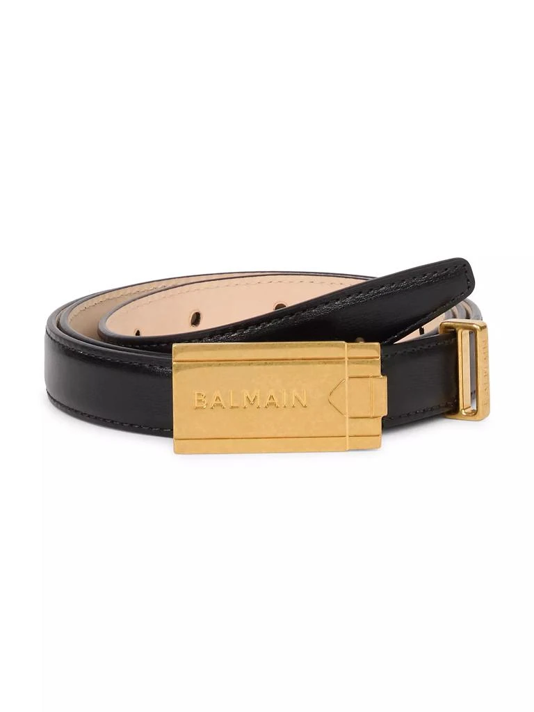Balmain Logo Plaque Leather Belt 1