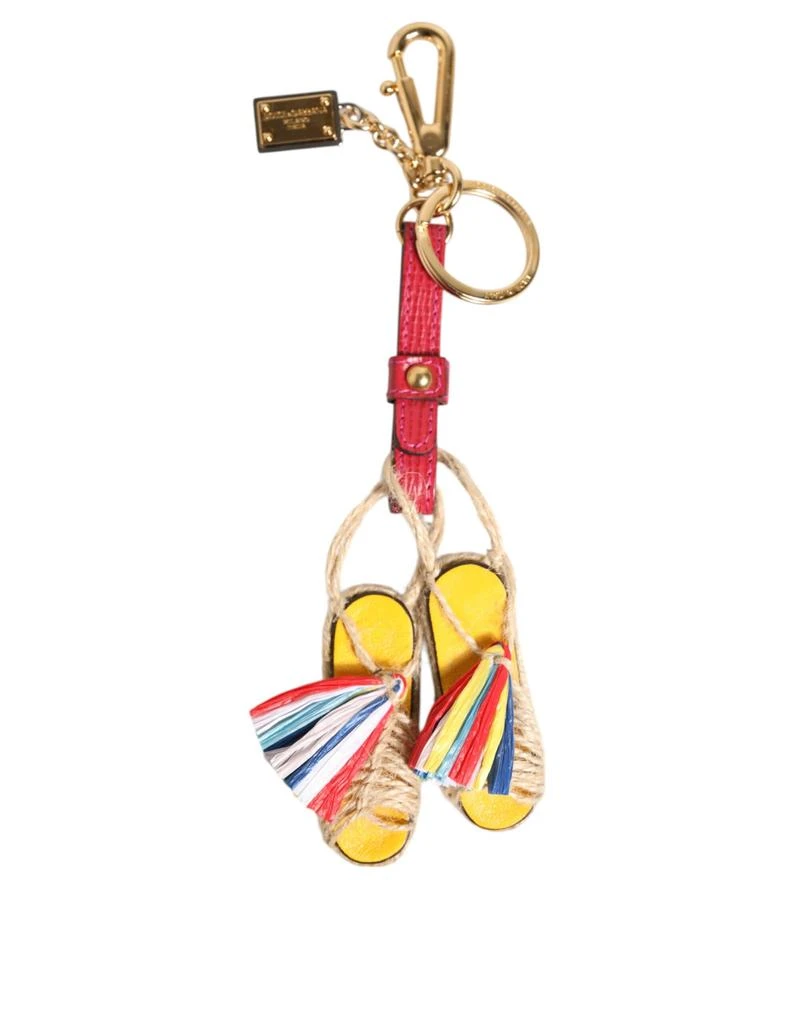 Dolce 
Gabbana yellow Mini Espadrille Style Charm Keychain Women
s Keyring