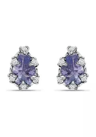 Belk
Co. 5/8 ct. 6MMx4MM Pear Tanzanite and White Topaz Crown Stud Earrings, Sterling Silver