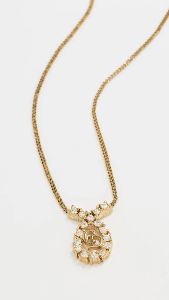 What Goes Around Comes Around Dior Gold Crystal CD Necklace