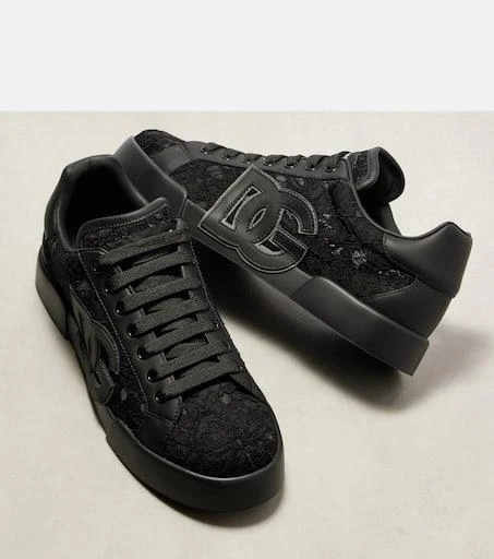 Dolce 
Gabbana Portofino lace-trimmed leather sneakers 5