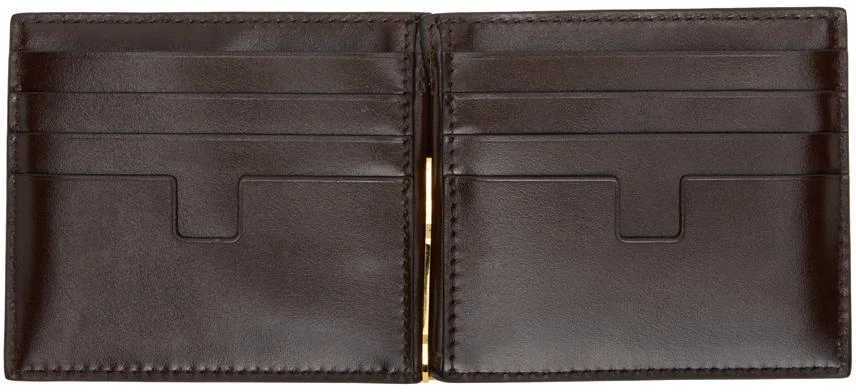 Tom Ford Brown Printed Croc Money Clip Wallet 3