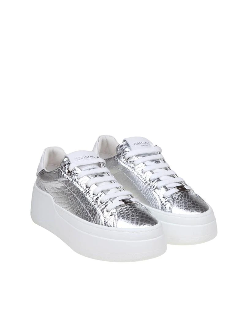 Ferragamo Sneakers Dahlia In Pelle Colore Argento 2