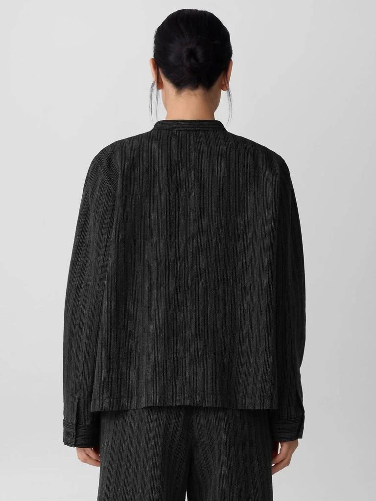 Eileen Fisher Women
s Mandarin Collar Textured Stripe Shirt Jacket In Black 2