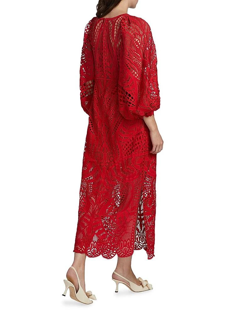 knee length dresses for ladies Burgundy Guipure Lace Midi Dress – self-portrait main image 1