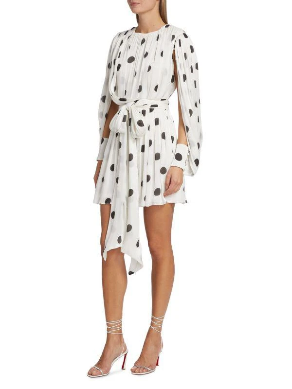 Halpern Split-Sleeve & Polka-Dot Minidress 1