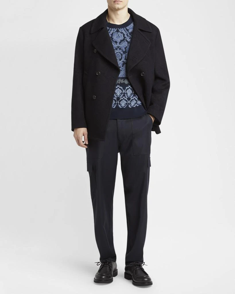 ETRO Men
s Wool Tonal Jacquard Pea Coat 2