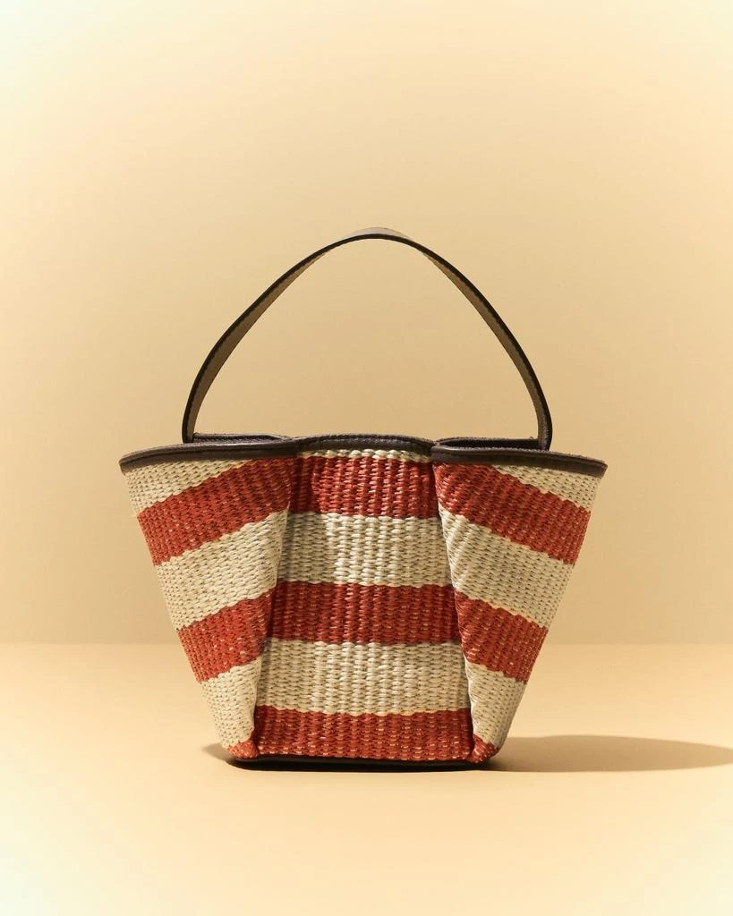 Brunello Cucinelli Marine Mini Striped Raffia Tote Bag 6