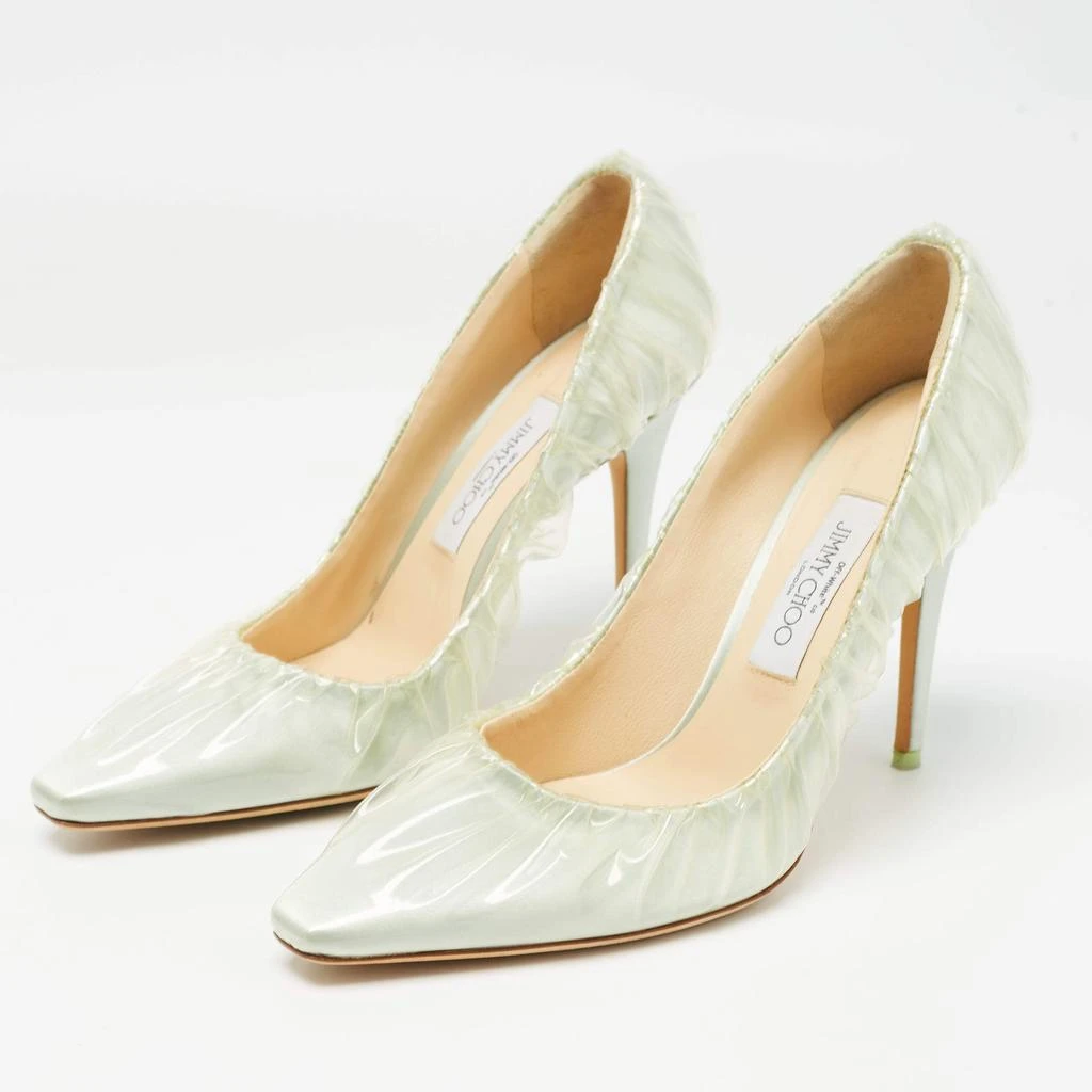 Jimmy Choo Jimmy Choo x Off-White Light Blue Satin and Pleated PVC Anne Pumps Size 39 2