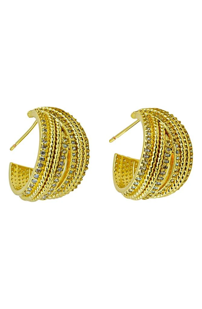 Panacea Crystal Braided Row Hoop Earrings