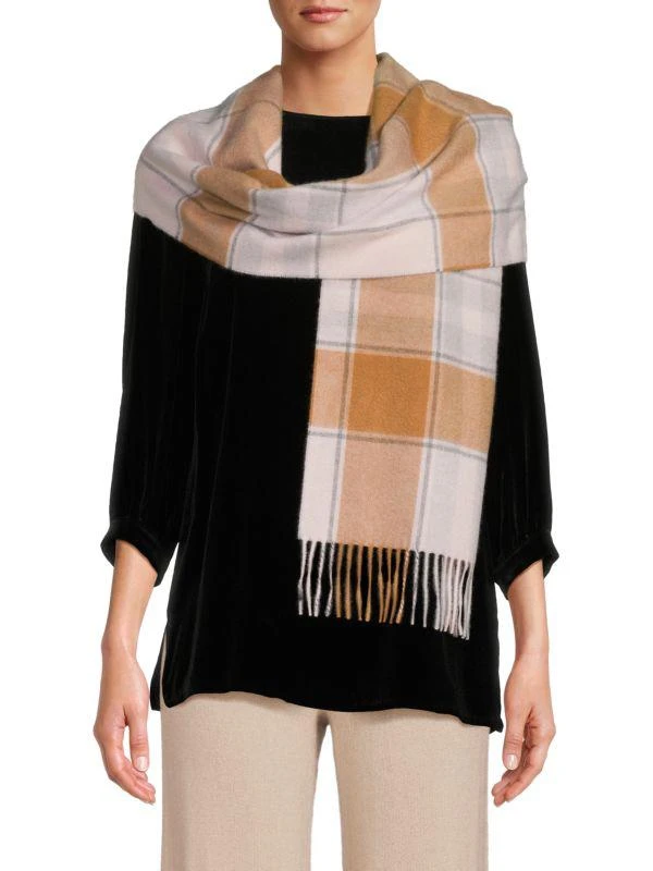 Saks Fifth Avenue Plaid Cashmere Scarf 1