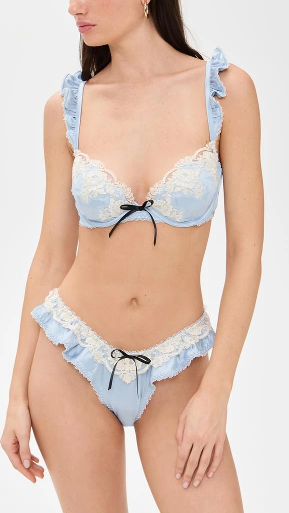 For Love & Lemons Sweetheart Satin Ruffle Thong Panties 3
