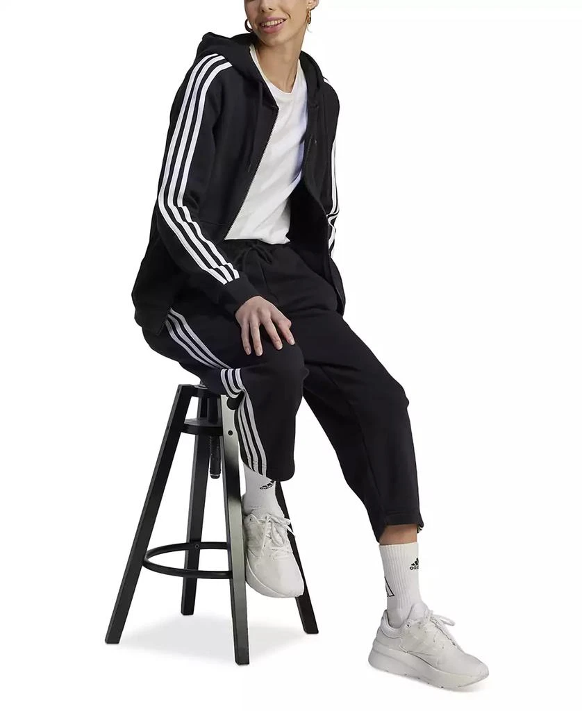 Adidas Women's 3-Stripe Cotton Fleece Full-Zip Hoodie Sweatshirt 3