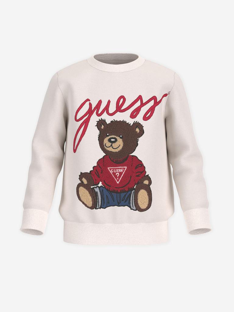 GUESS Guess Kids Teddy Bear Logo Sweatshirt in White