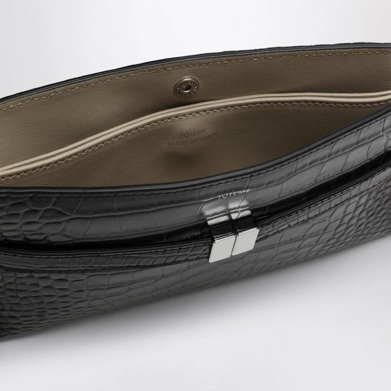 Totême Black crossbody bag with belt and croc print 5