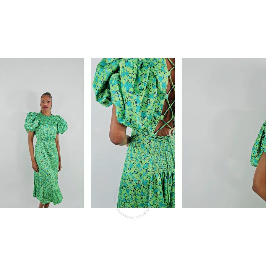 ROTATE Birger Christensen Midi Dress With Multicolor Floral