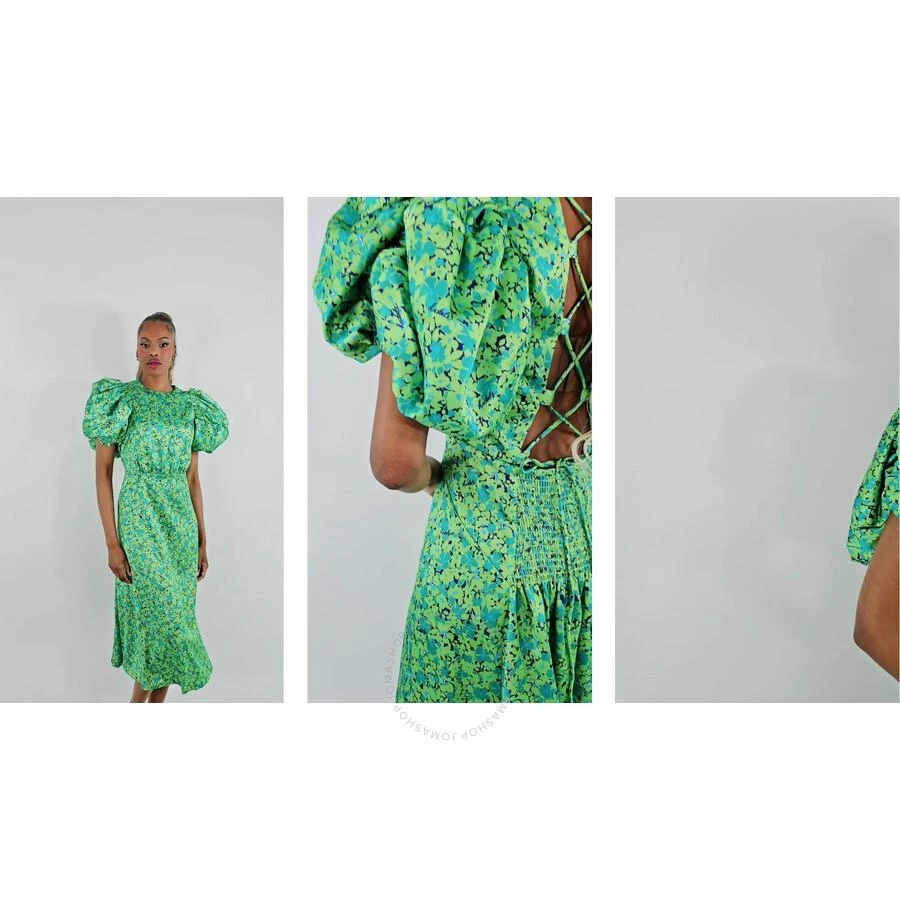 ROTATE Birger Christensen Midi Dress With Multicolor Floral Print And Puffed Sleeve 1