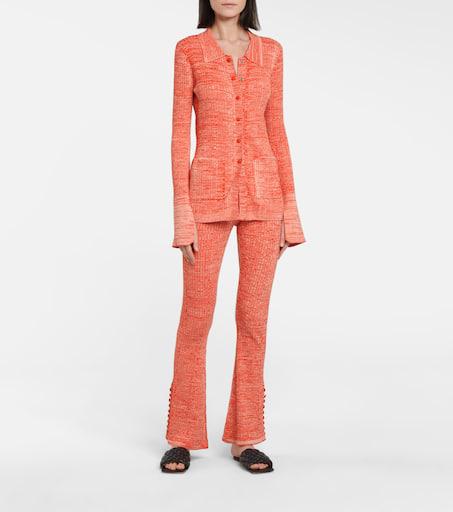 Live The Process Marl ribbed-knit flared pants