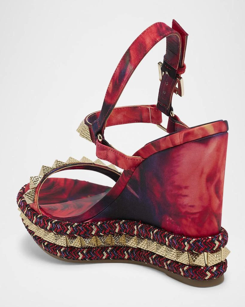 Christian Louboutin Pyraclou Satin Roses Wedge Sandals 2