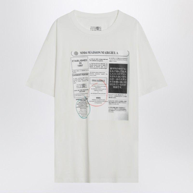 MM6 WHITE T-SHIRT WITH JOURNALISTIC PRINT