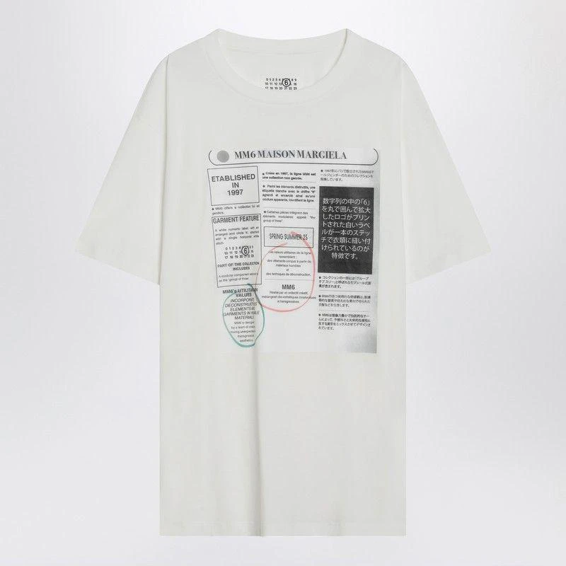 MM6 WHITE T-SHIRT WITH JOURNALISTIC PRINT 1