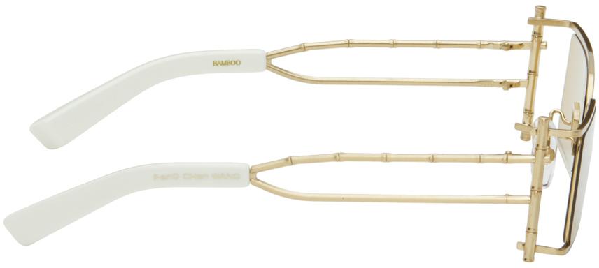 Feng Chen Wang SSENSE Exclusive Gold Bamboo Sunglasses