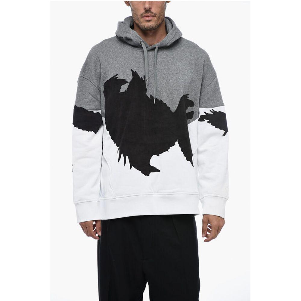 Neil Barrett Fleeced Cotton Hoodie with Suede Men's Patches