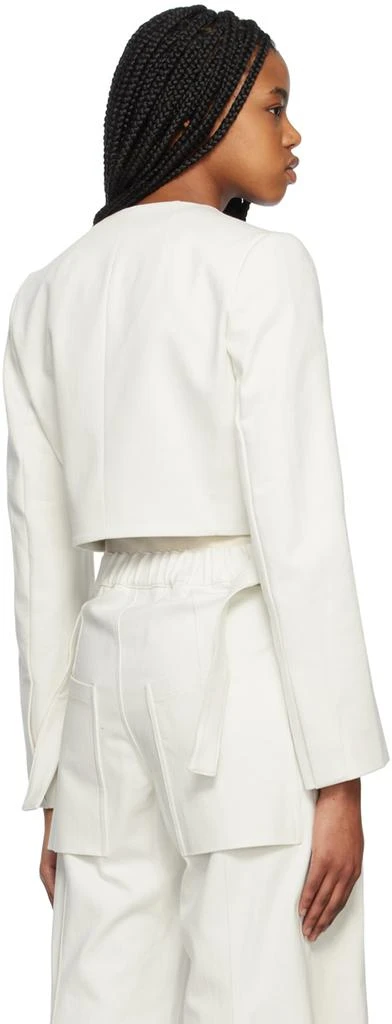 Yuzefi Off-White Wrap Split Denim Blazer 3