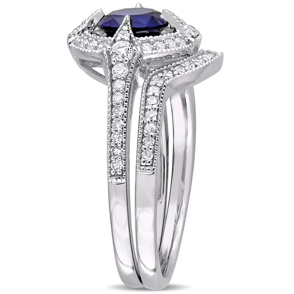 Mimi 
Max 1 1/6ct TGW Created Blue White Sapphire 1/3ct TW Diamond Ring Set Sterling Silver 4