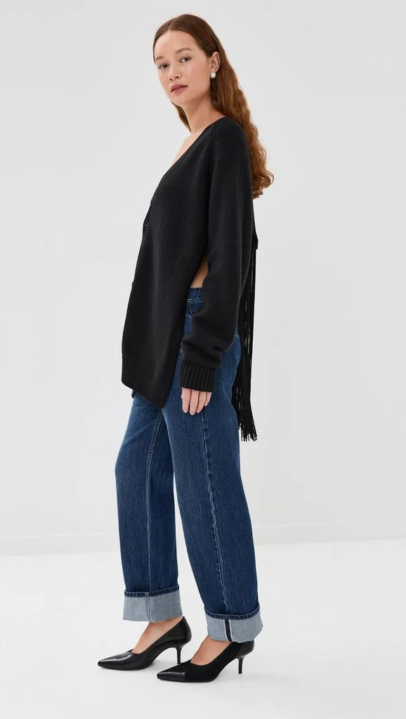 Tibi Fringed Half Cardigan Soft Sweater 3